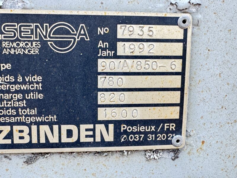 REMORQUE ZBINDEN SENSA 90-1992